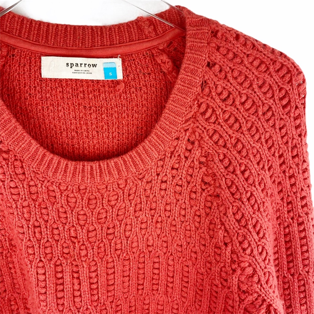 Anthropologie Sparrow Hamilton Cottage Cable Knit Rust Orange Sweater Size small - Picture 4 of 6